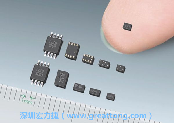 常規IC與WLP制作的封裝設計元件，尺寸有極大的差異，WLP僅需晶粒尺寸就有相同的電氣特性。