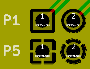 TOP層鋪鋪的狀態，到下方排pad為GND，連接GND Copper zone 都是設定Thermal relief Pad