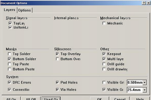 按“L”打開層設(shè)置窗口，打開各層圖形進(jìn)行初步檢查，看文件有無設(shè)計上的問題或有無特殊的、在處理文件時需特別留意之處