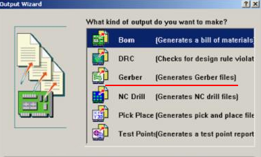 8. 檢查及初步調(diào)整后，按“Q”將單位改為“mil”，按“F、M”轉(zhuǎn)換文件，在彈出的窗口點“Next”進(jìn)入圖（149），選擇“Gerber”，進(jìn)入Gerber轉(zhuǎn)換操作，按“Next”進(jìn)入